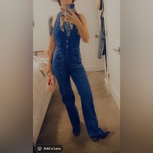 Free People Blue Denim Overalls